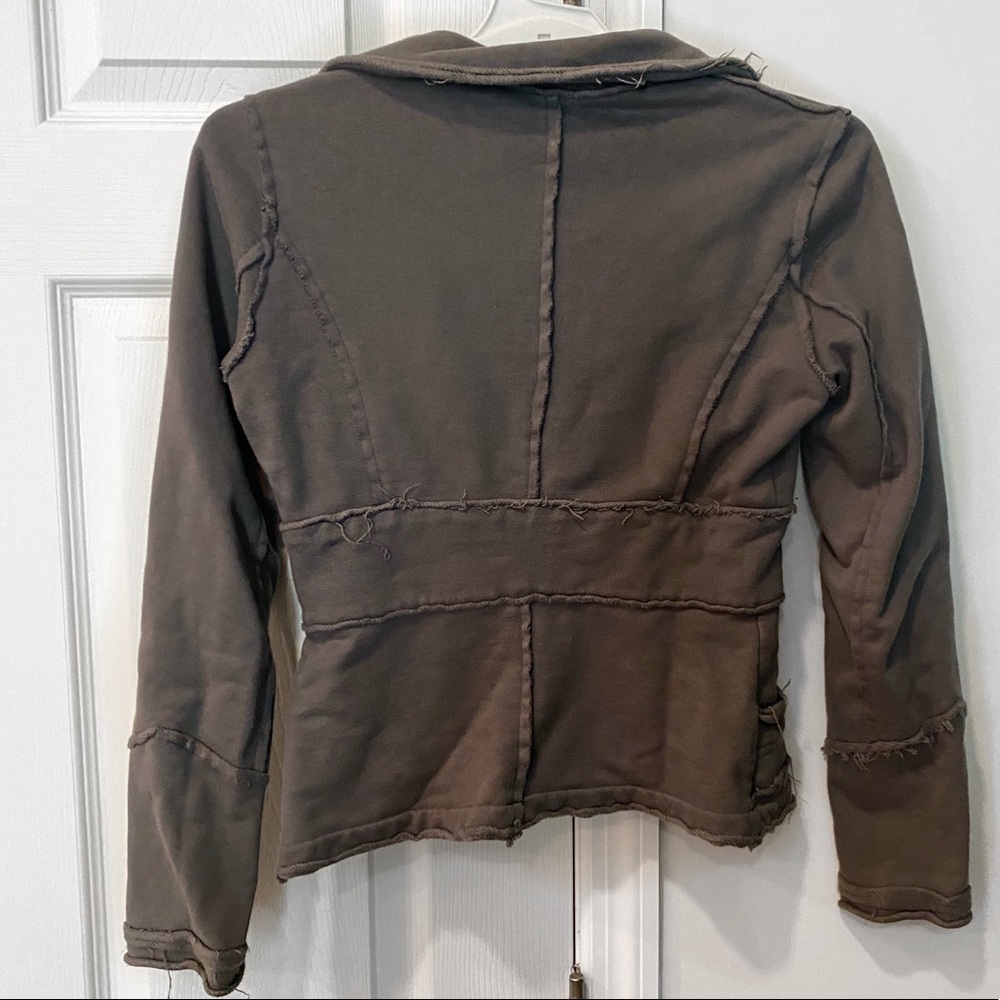 Light Charcoal Distressed One Button Blazer - image 4